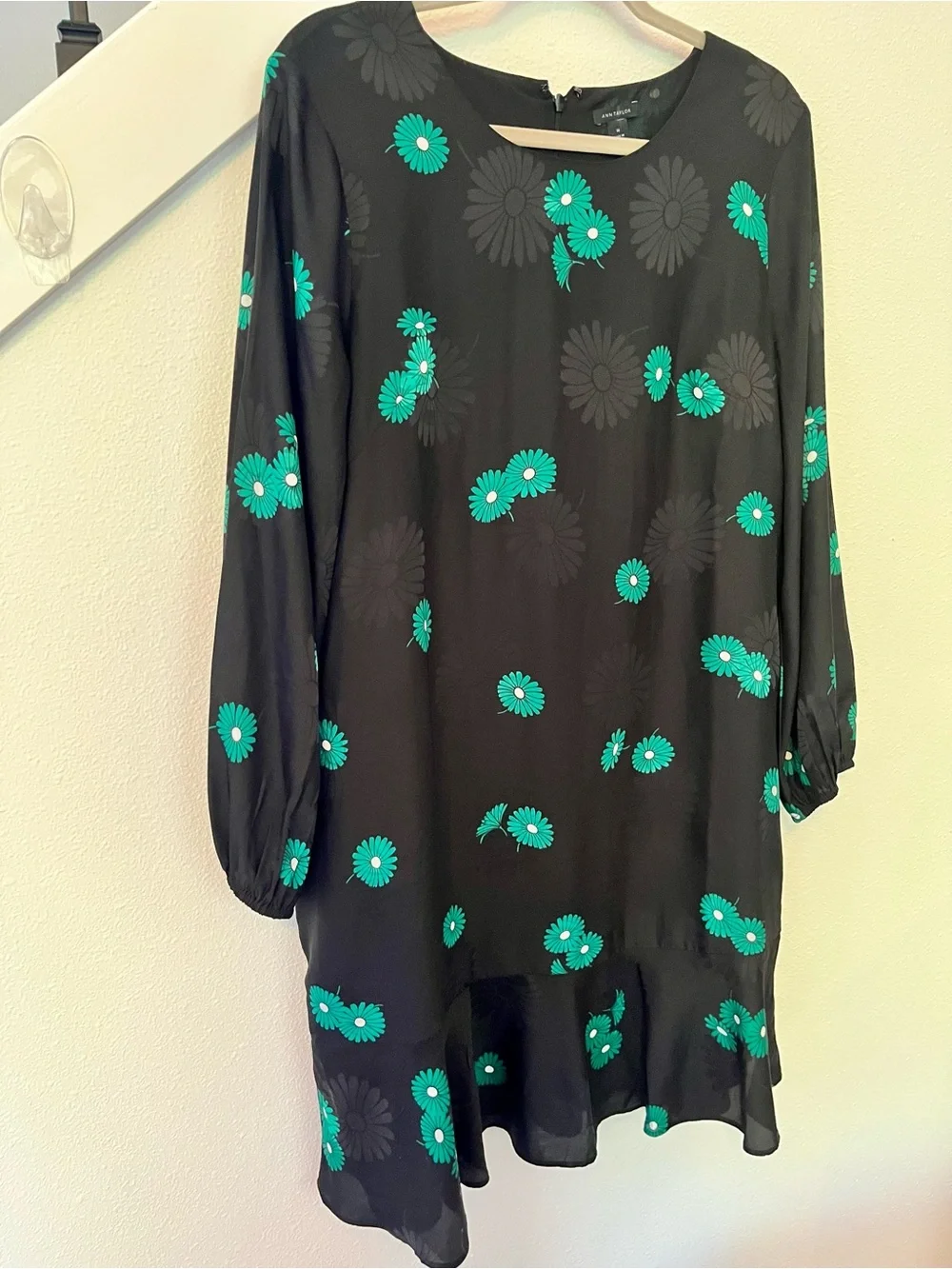 Ann Taylor Black Dress with Teal Floral Print - Picture 1 of 4